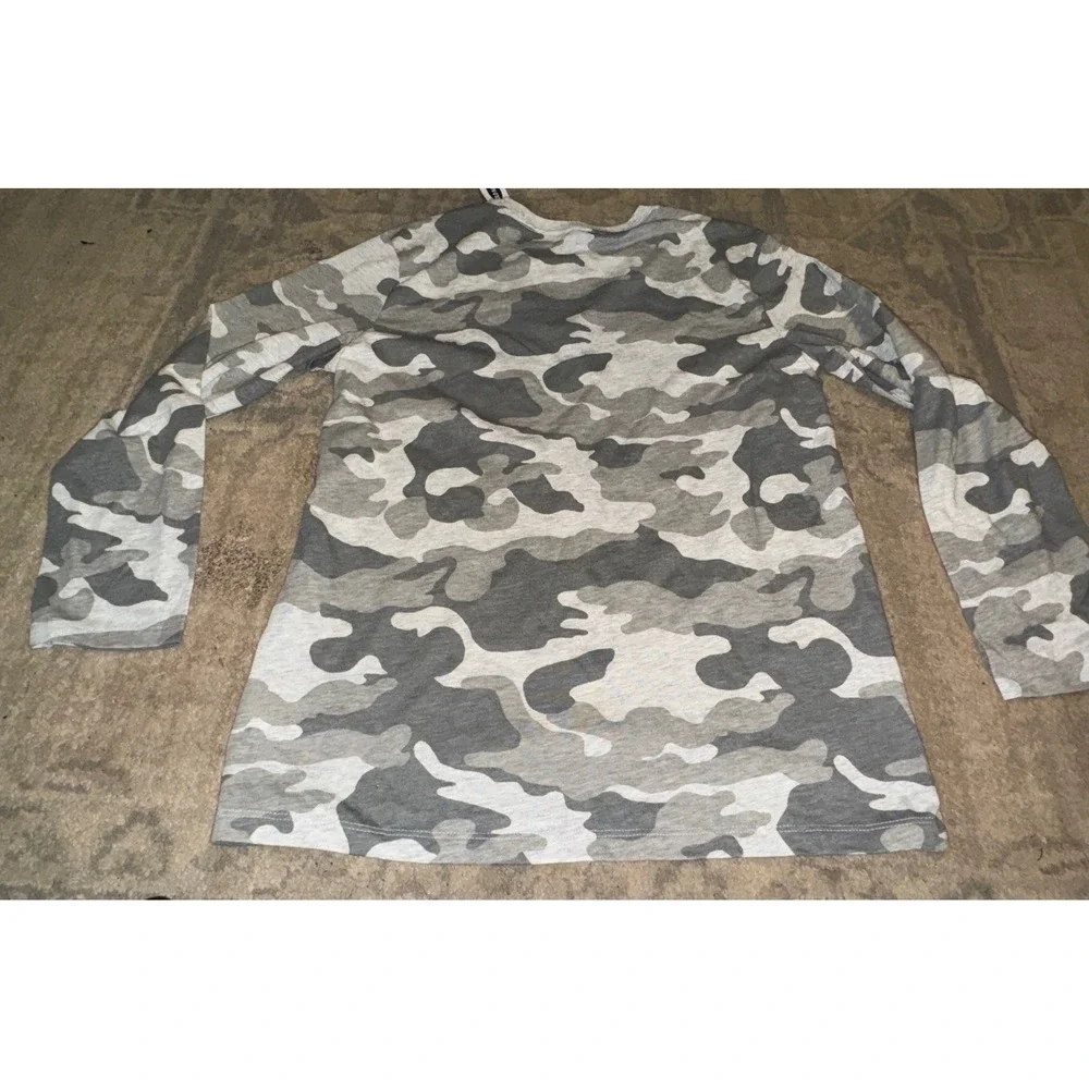 New Old‎ Navy Long Sleeve Crew Neck Shirt Gray Camo Youth Boys Sz XL 14-16